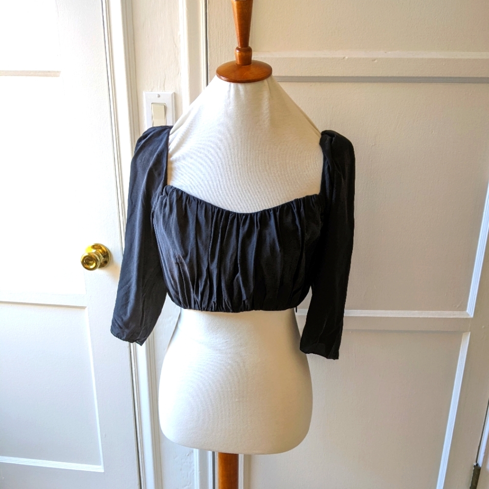 Wilfred Le Fou black silk whimsigoth cropped top size 6